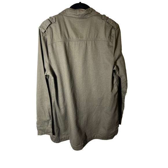 Adam Levine Women’s Olive Green Utility Shirt M Long Sleeve Epaulettes‎ Pockets - Picture 14 of 16